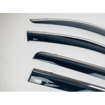 Дефлектори вікон Mitsubishi Outlander 2012-2020 з нерж. хром полоскою-3